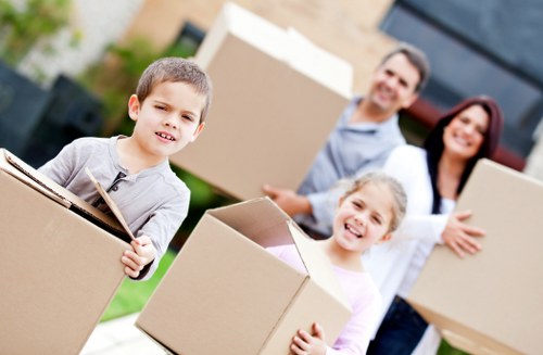 Furniture and household items being prepared for transport in Clapham