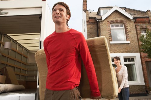 Furniture and boxes loaded into a van for transport in Clapham