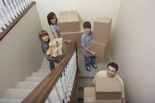 Prepared moving boxes and household items for a quick Clapham removal